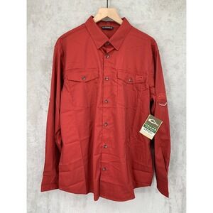 Drake Shirt Mens Medium Red Check Fishing Long Sleeve Vented Performance NEW